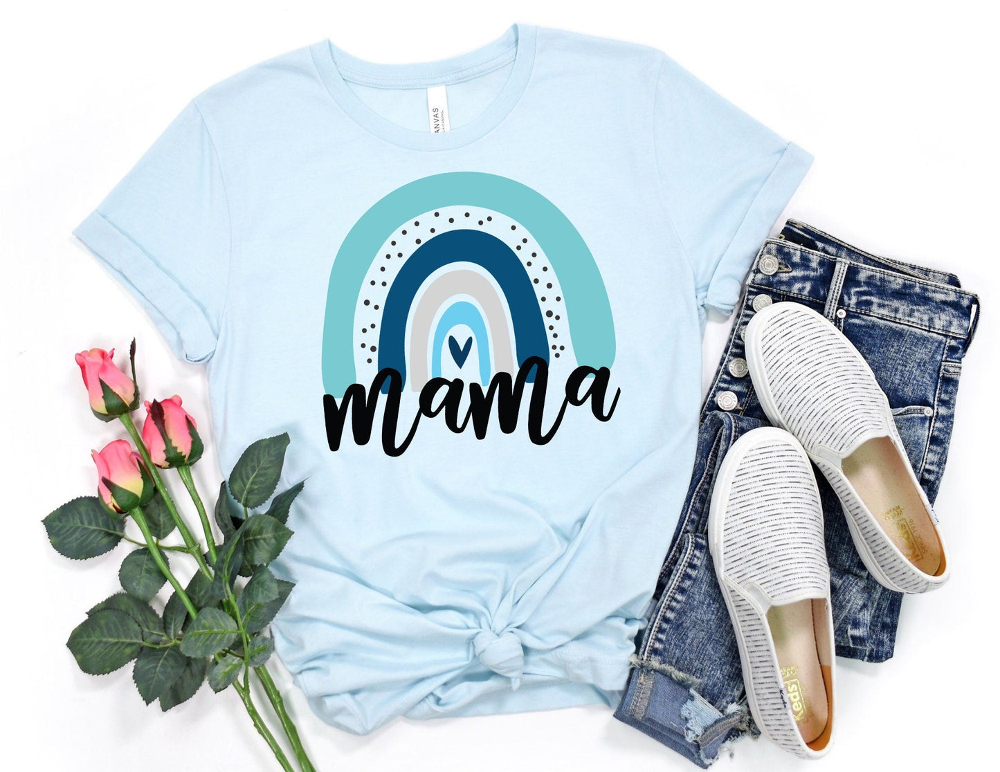 Blue Mama Rainbow Shirt - Mom Shirt