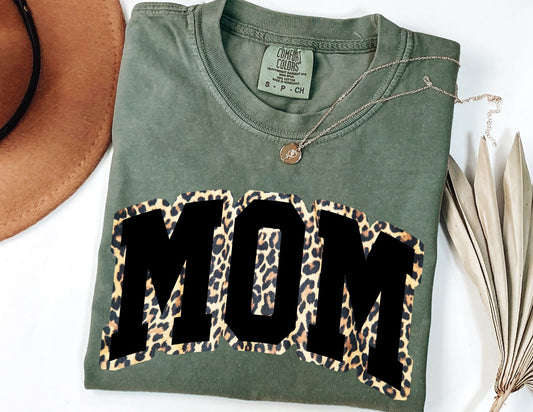 Comfort Colors Leopard Mom Shirt, Mama Tee