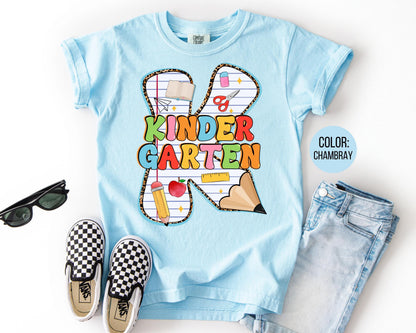 Comfort Colors Kindergarten Shirt: Back to School Pencil Tee