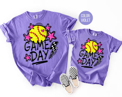 Comfort Colors Game Day Softball Shirt: Youth Softball Tee