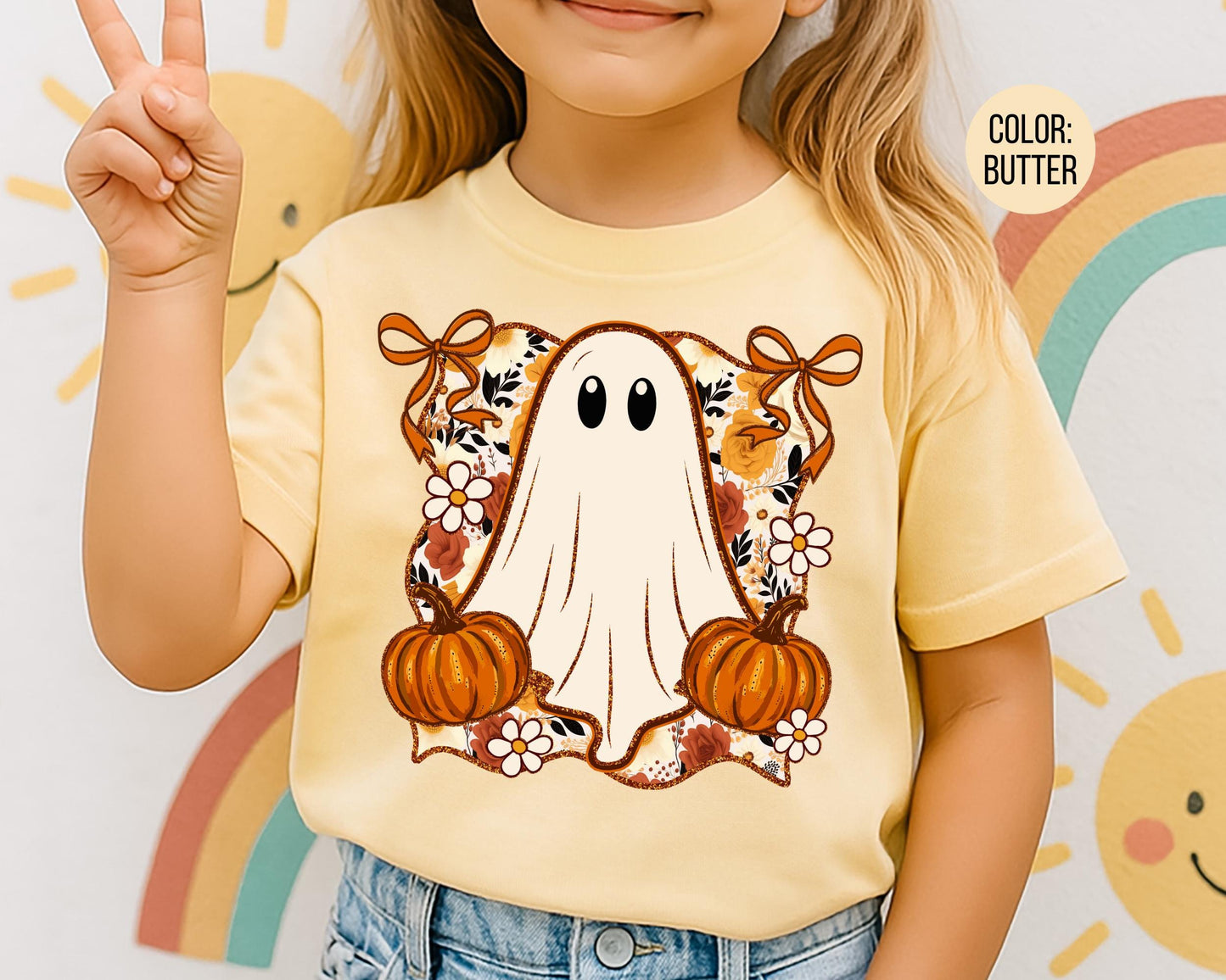 Comfort Colors Fall Ghost Shirt, Pumpkin Graphic Tee
