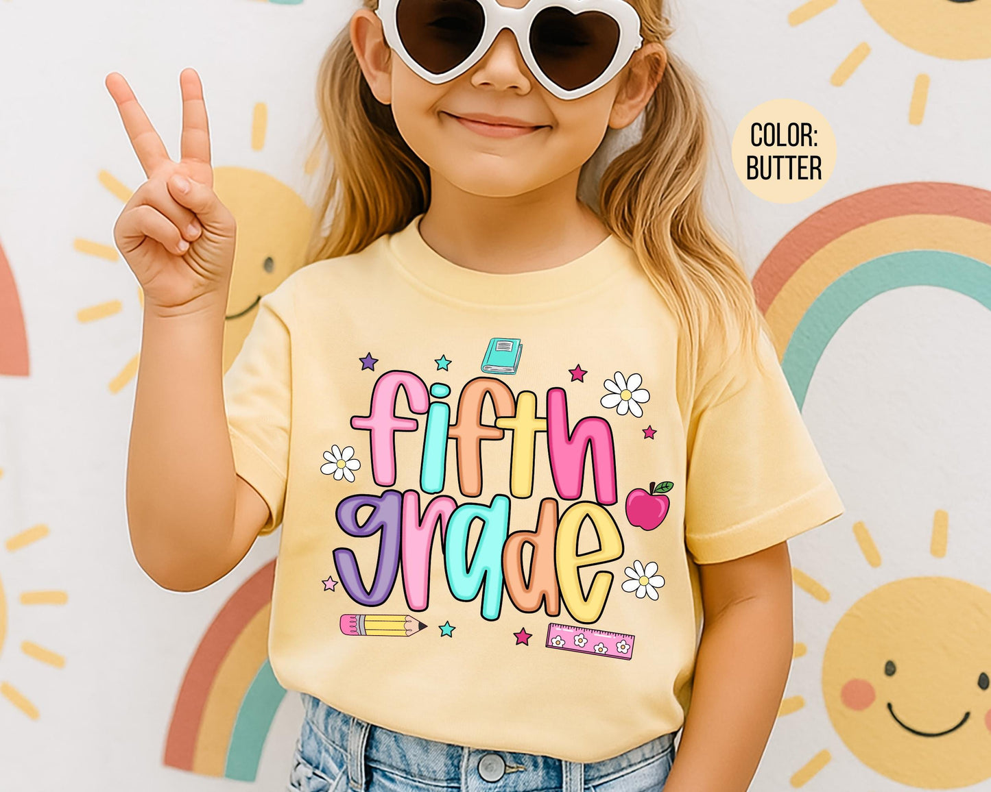 Comfort Colors® Colorful Preppy Fifth Grade Shirt, 5th Grade Teacher Shirts