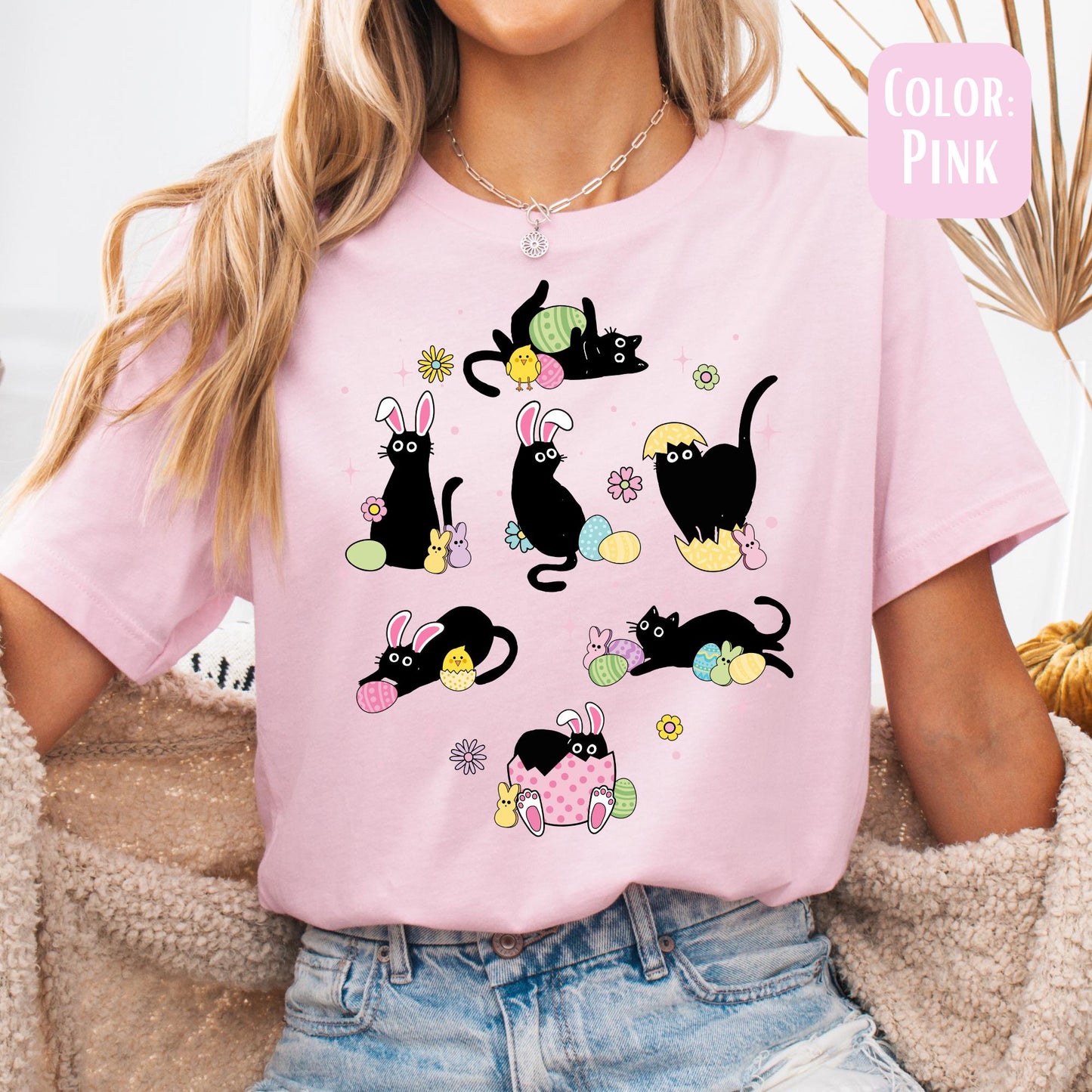 Easter Cats Shirt Cute Cat Shirt Easter T-Shirt Happy Easter Shirt with cats Easter Gift Happy Easter T-Shirt Cat Mom Easter Shirt