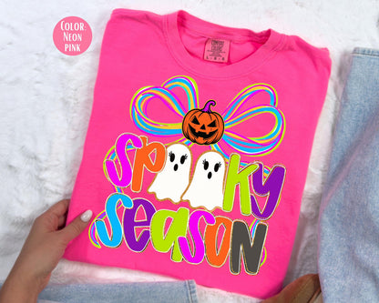 Comfort Colors Spooky Season Shirt: Coquette Preppy Halloween Tee