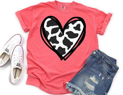 Comfort Colors Cow Print Heart Valentine's Day Shirt