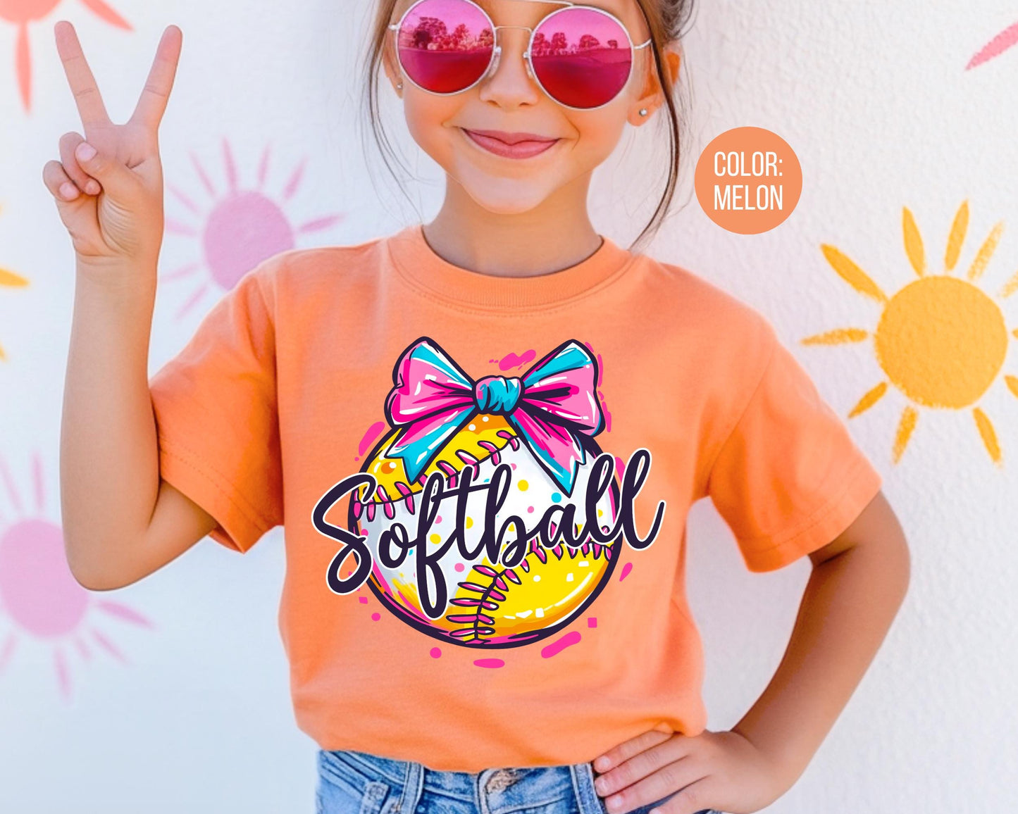 Girls Coquette Softball Shirt: Comfort Colors Youth Tee