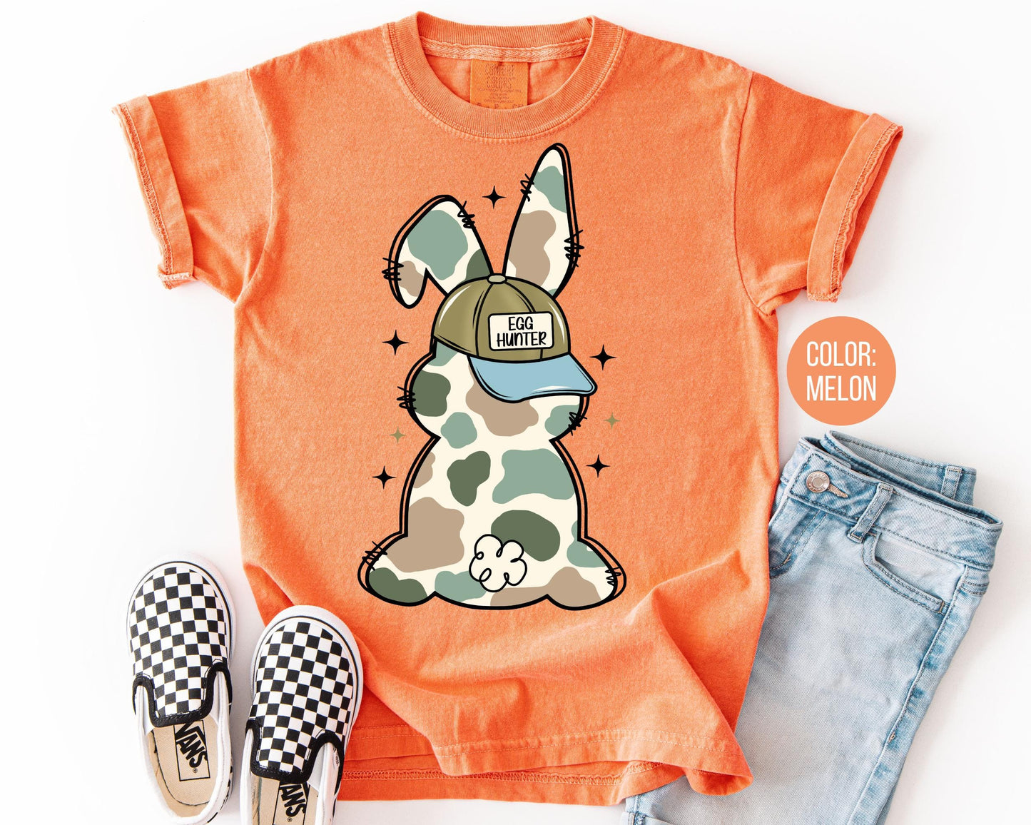 Comfort Colors® Boys Egg Hunter Bunny Shirt, Easter Shirts for Boys