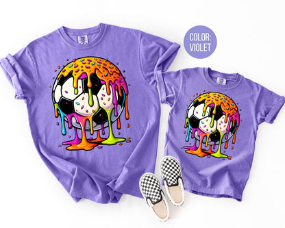 Comfort Colors Kids Drip Soccer Ball Shirt, Dripping Soccer Shirts