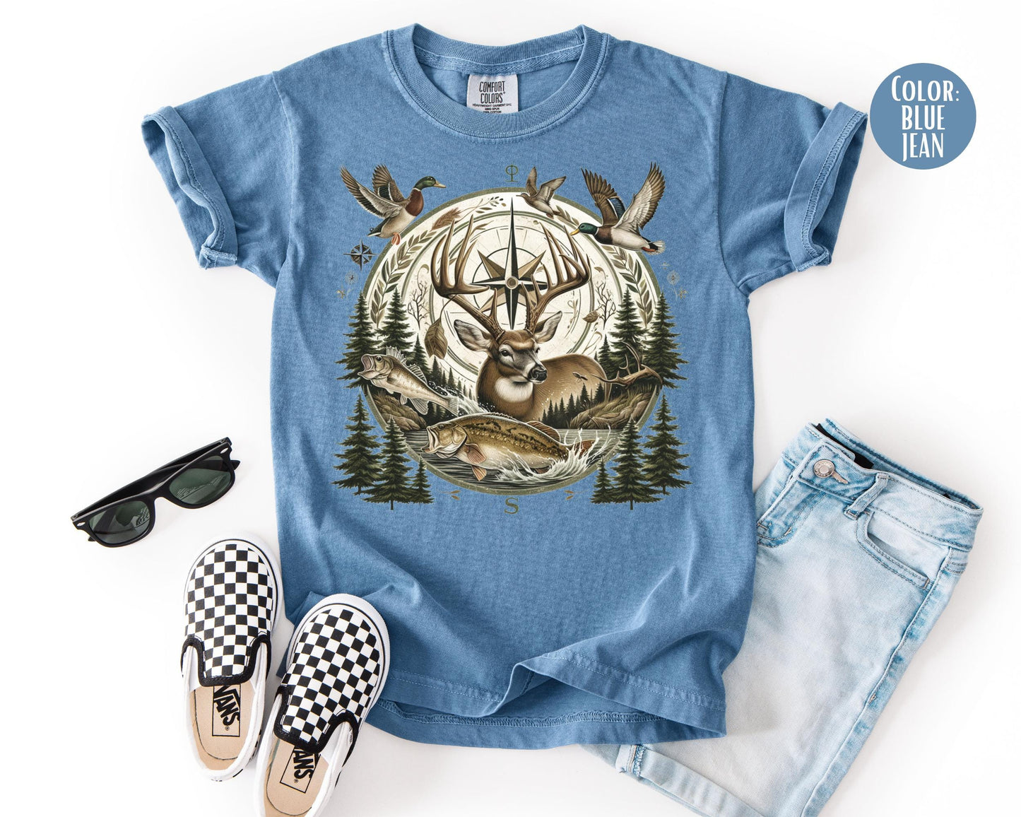 Comfort Colors® Boys Wildlife Compass Shirt, Kids Hunting Shirts