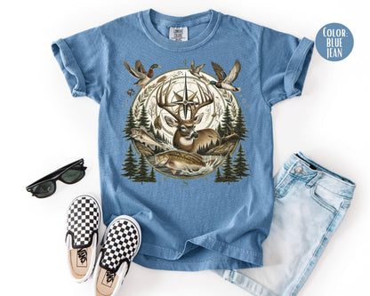 Comfort Colors® Boys Wildlife Compass Shirt, Kids Hunting Shirts
