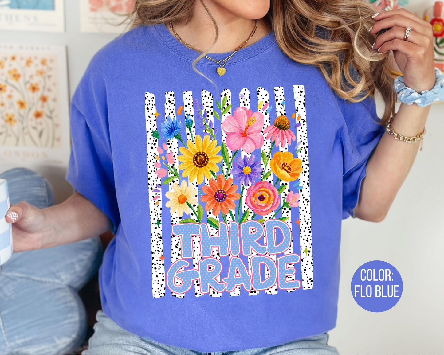 Comfort Colors® Floral Third Grade Shirt, 3rd Grade Teacher Shirts
