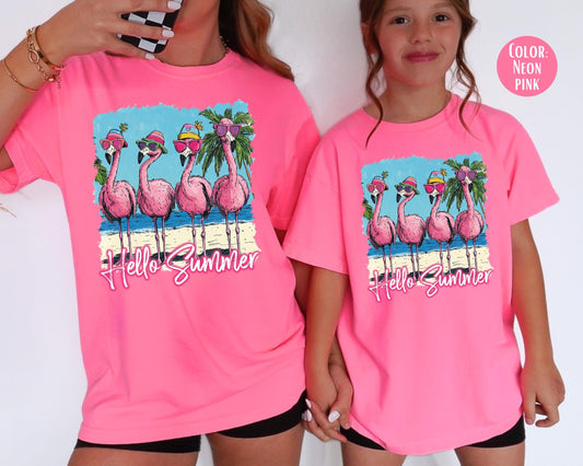 Comfort Colors Flamingo Shirt: Matching Mom & Daughter Summer Tees