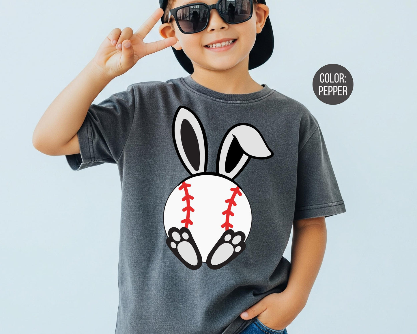 Comfort Colors® Boys Easter Baseball Shirt, Kids Bunny Baseball Tee