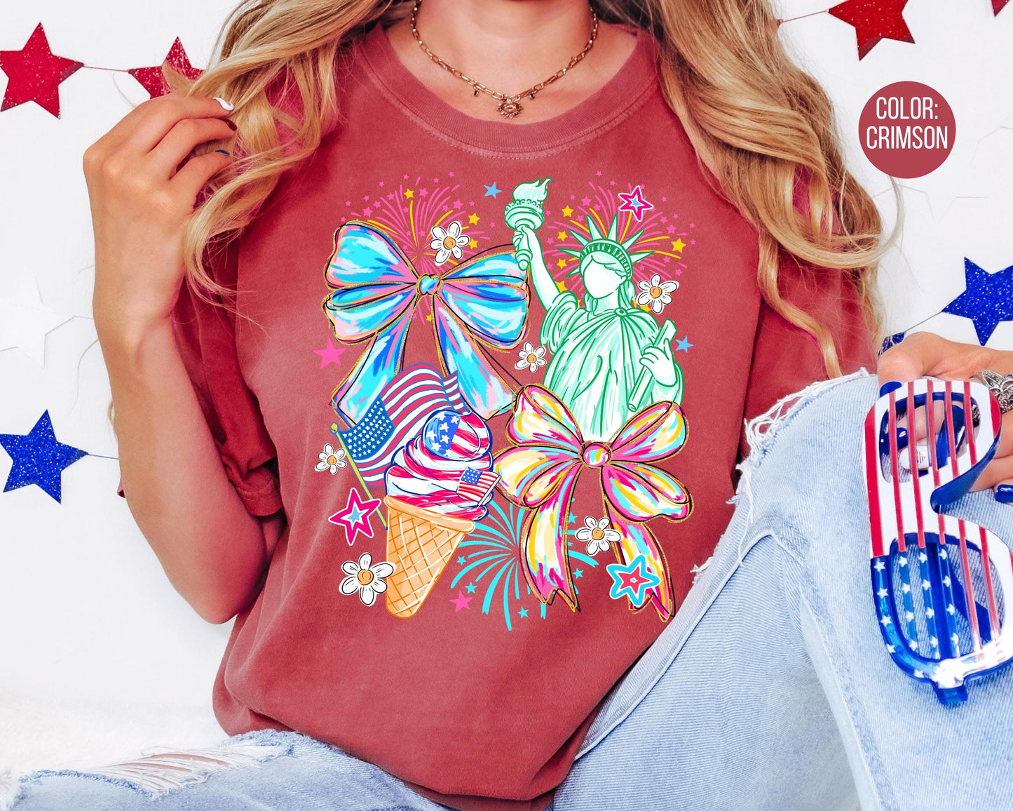 Comfort Colors Coquette Statue of Liberty Shirt, 4th of July Shirts