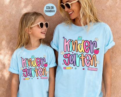 Comfort Colors® Colorful Preppy Kindergarten Shirt, Kindergarten Teacher Shirts