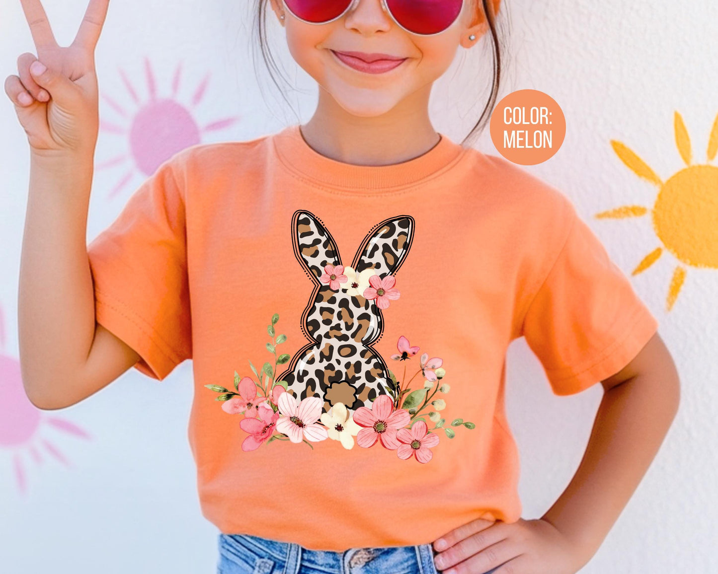 Comfort Colors® Floral Leopard Bunny Shirt, Leopard Easter Shirts