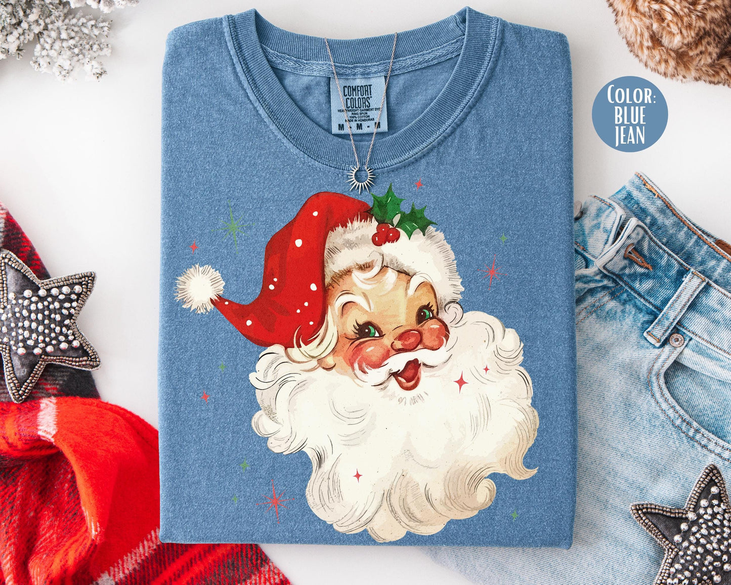Comfort Colors Retro Santa Claus Shirt - Jolly Santa Christmas Tee