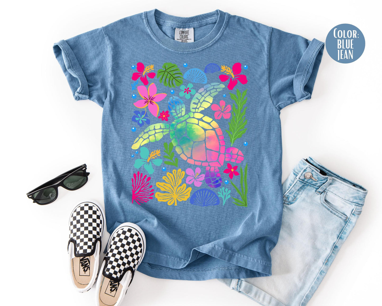 Comfort Colors® Colorful Sea Turtle Shirt, Girly Summer Shirts