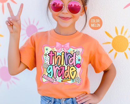 Comfort Colors 3rd Grade Shirt: Preppy Coquette Back to School Tee