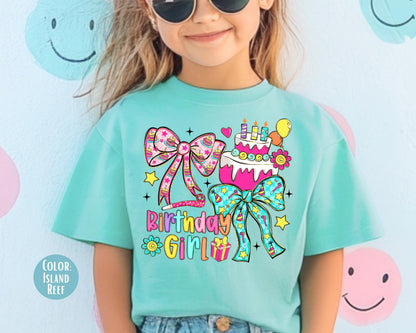 Comfort Colors Birthday Girl Shirt, Coquette Girls Birthday Shirts
