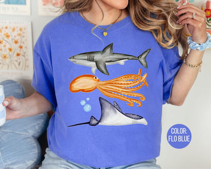 Comfort Colors® Kids Sea Creatures Shirt, Aquarium Shirts
