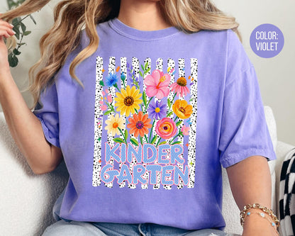 Comfort Colors® Floral Kindergarten Shirt, Kindergarten Teacher Shirts
