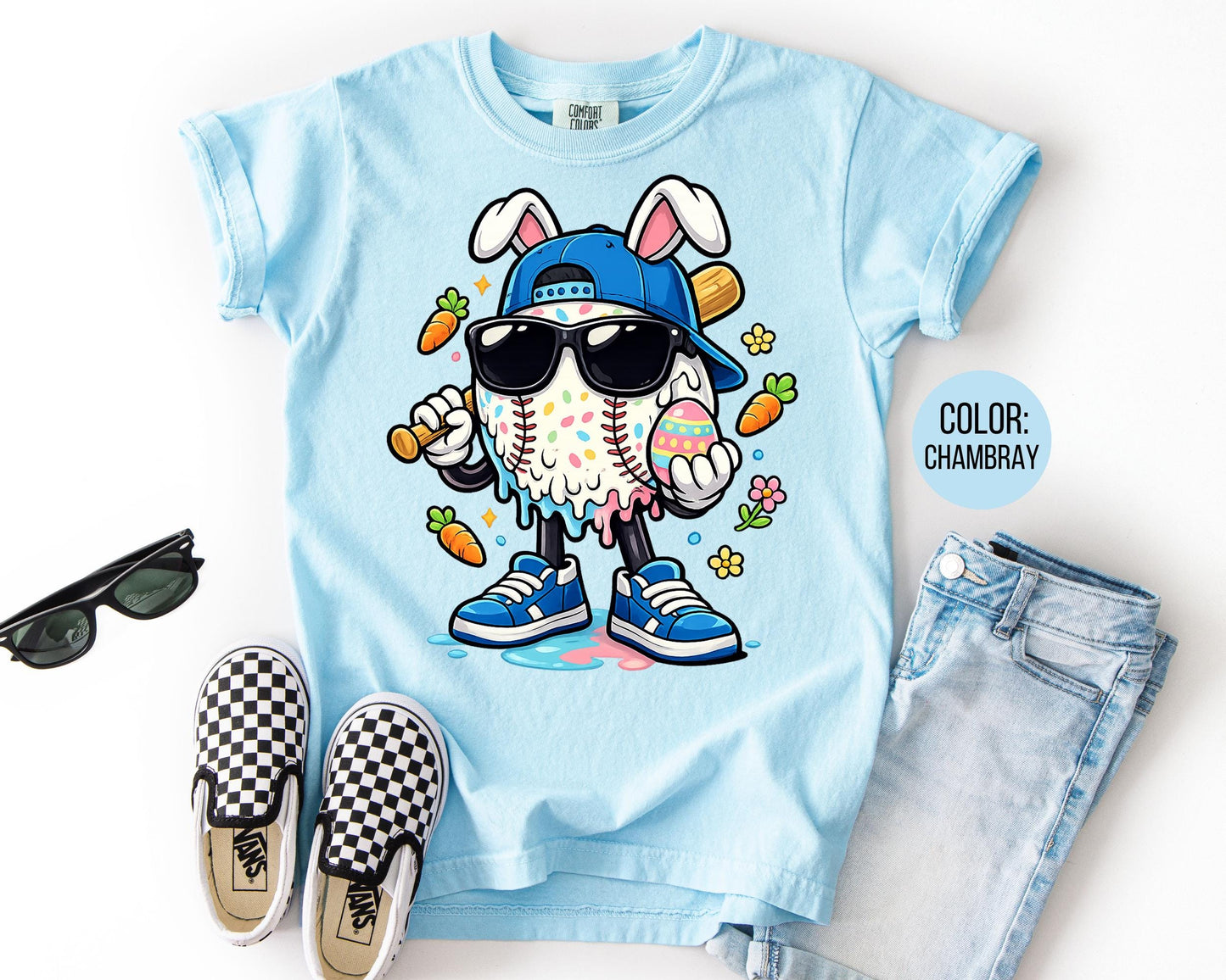 Comfort Colors® Kids Easter Baseball Shirt, Boys Baseball Shirts
