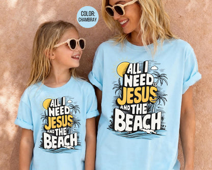 Comfort Colors® All I Need Is Jesus And The Beach Shirt, Kids Jesus Shirts
