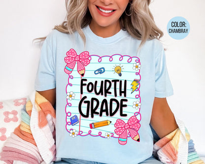 Comfort Colors® Coquette Fourth Grade Shirt, 4th Grade Teacher Shirts