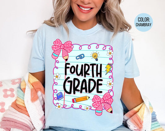 Comfort Colors® Coquette Fourth Grade Shirt, 4th Grade Teacher Shirts