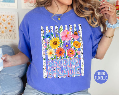 Comfort Colors® Floral Second Grade Shirt, 2nd Grade Teacher Shirts