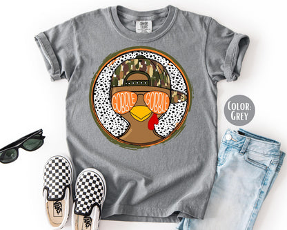 Comfort Colors Boys Thanksgiving Turkey Shirt: Gobble Matching Mom & Son