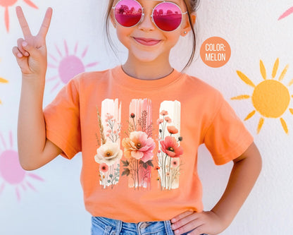 Comfort Colors Kids Floral Shirt: Brush Stroke Flowers