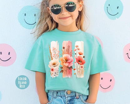 Comfort Colors Kids Floral Shirt: Brush Stroke Flowers