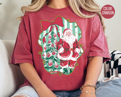 Comfort Colors Santa Shirt: Preppy Christmas Tee