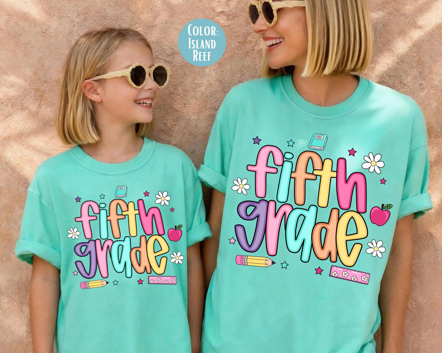 Comfort Colors® Colorful Preppy Fifth Grade Shirt, 5th Grade Teacher Shirts