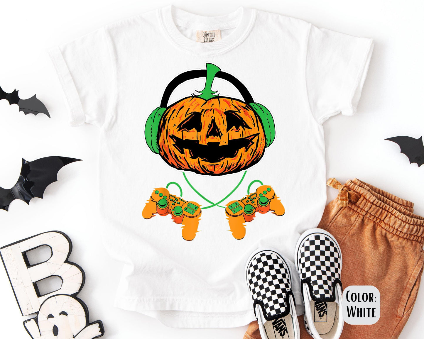 Comfort Colors Gamer Halloween Shirt: Boys Jack O' Lantern Tee