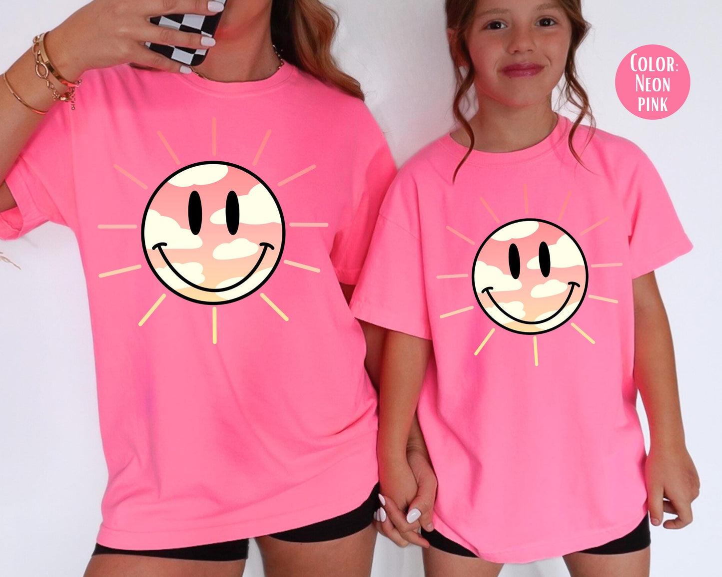 Comfort Colors Sun Smiley Face Tee, Girly Summer Shirt