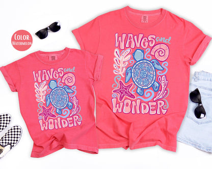 Comfort Colors® Preppy Waves and Wonder Shirt, Mama and Mini Summer Shirts