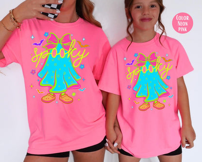 Comfort Colors Neon Ghost Halloween Shirt: Mommy and Me Matching Tees