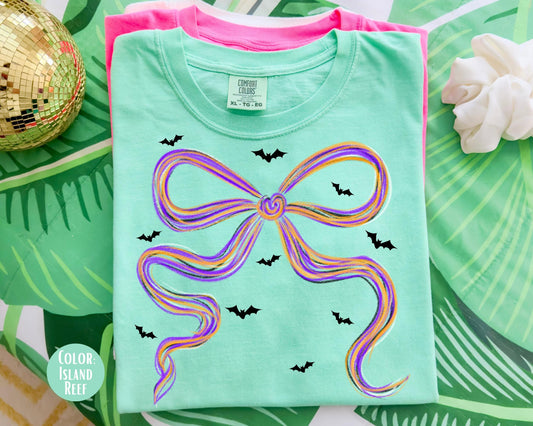 Girls Coquette Bat Shirt: Comfort Colors Halloween Tee