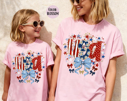 Comfort Colors Floral Coquette USA Shirt, Floral 4th of July Shirts