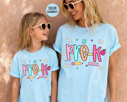 Comfort Colors® Colorful Preppy Pre-K Shirt, Pre K Teacher Shirts