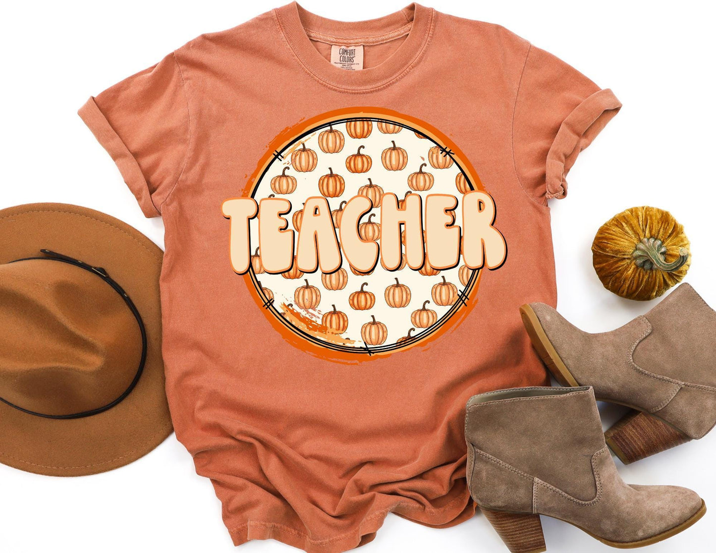 Comfort Colors Pumpkin Teacher Shirt: Fall Thanksgiving Tee