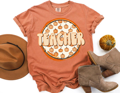 Comfort Colors Pumpkin Teacher Shirt: Fall Thanksgiving Tee