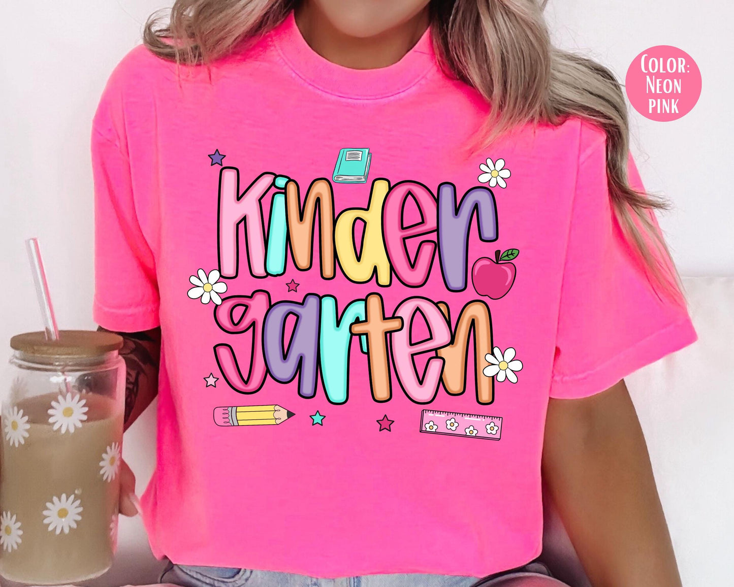 Comfort Colors® Colorful Preppy Kindergarten Shirt, Kindergarten Teacher Shirts
