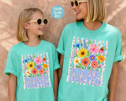 Comfort Colors® Floral Kindergarten Shirt, Kindergarten Teacher Shirts