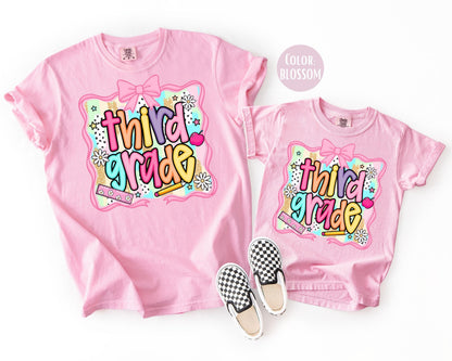 Comfort Colors 3rd Grade Shirt: Preppy Coquette Back to School Tee