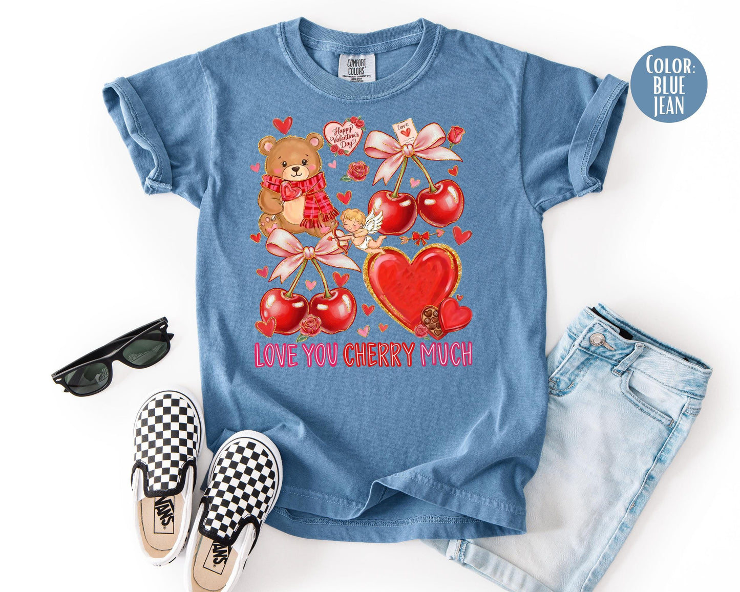Comfort Colors Love You Cherry Much Shirt, Girls Valentines Day Shirt