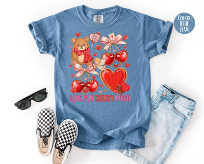 Comfort Colors Love You Cherry Much Shirt, Girls Valentines Day Shirt